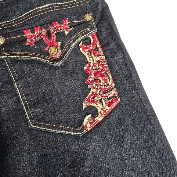 Women's Tough Club size 19-20 Y2K bootcut floral embroidered jeans - Picture 3 of 7